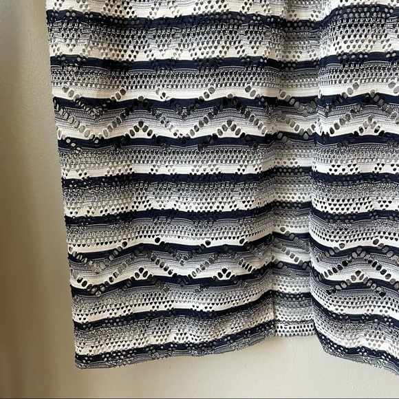 Saks Fifth Avenue Chevron Stripe Pattern Navy & White Spaghetti Strap Maxi Dress - Picture 3 of 8